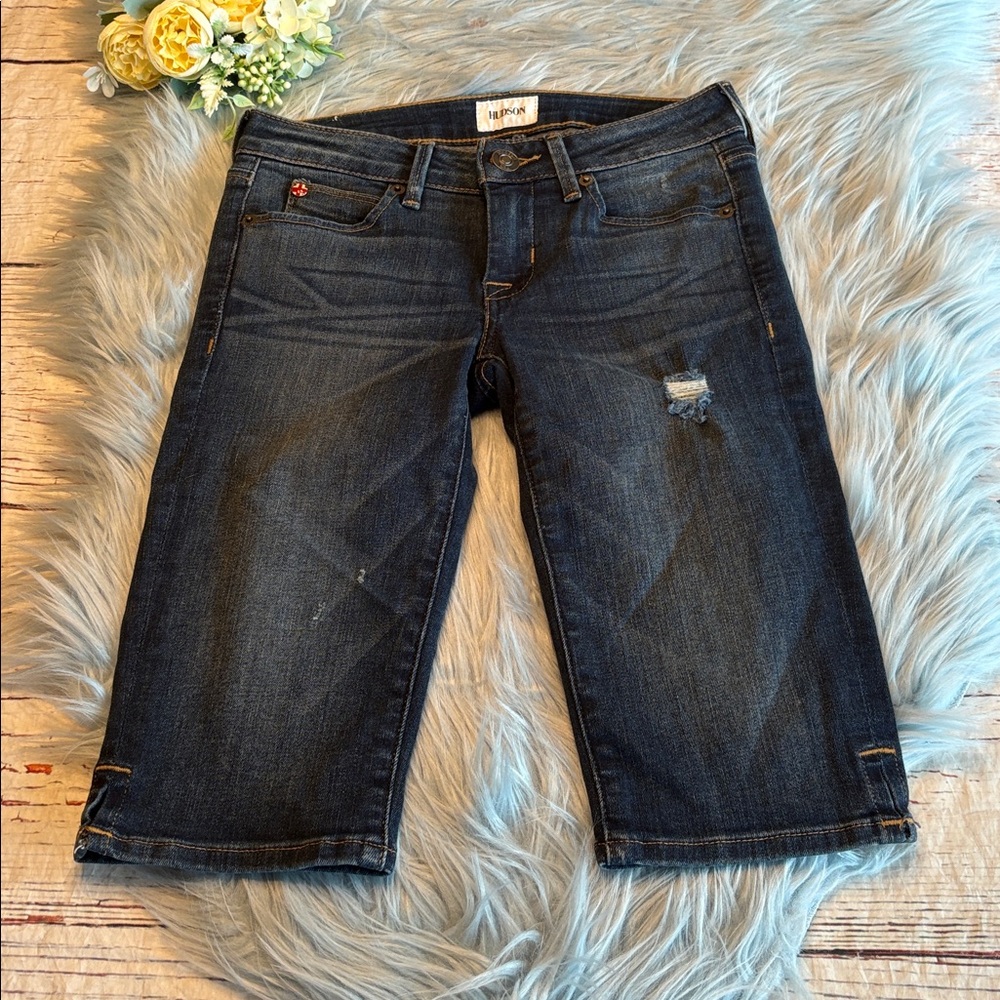 Hudson Jeans Viceroy Knee Shorts Dark Indigo Denim Sz 24